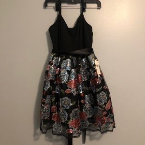 Black dress with flower deigns